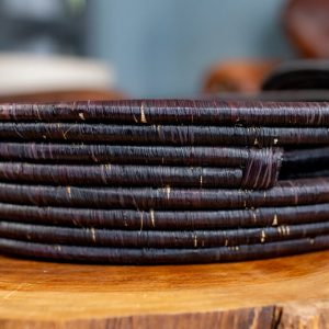 Black Raffia Tray with Table 6 mats