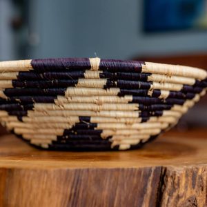 Black/White Raffia Basket Bowl