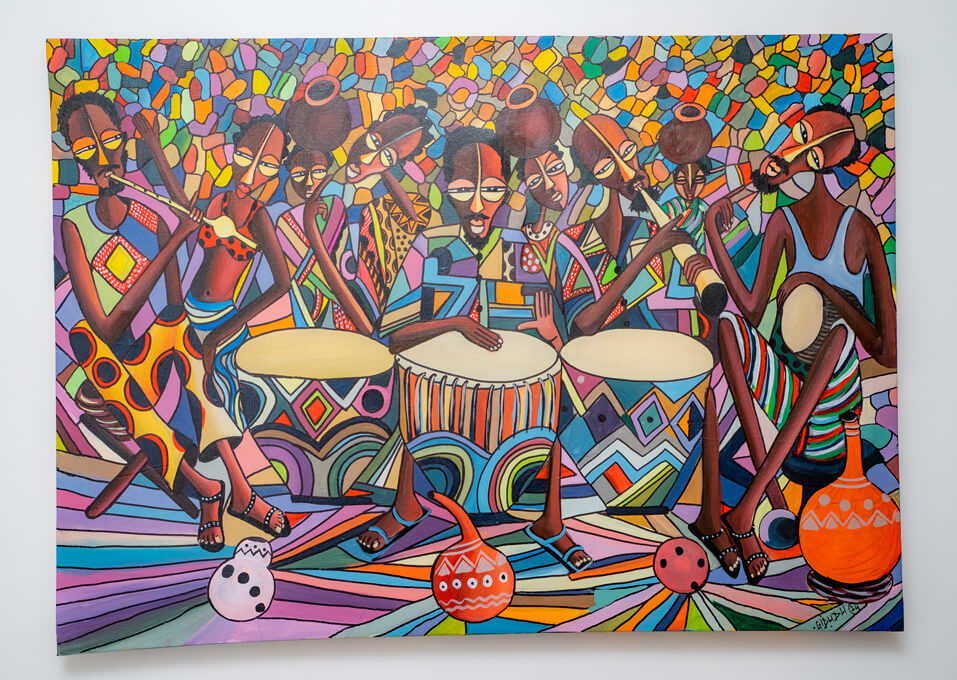 Gathering Enjoying Music - painting