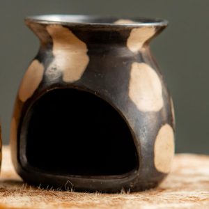 Handmade Ceramic Aroma Oil Burner white dots