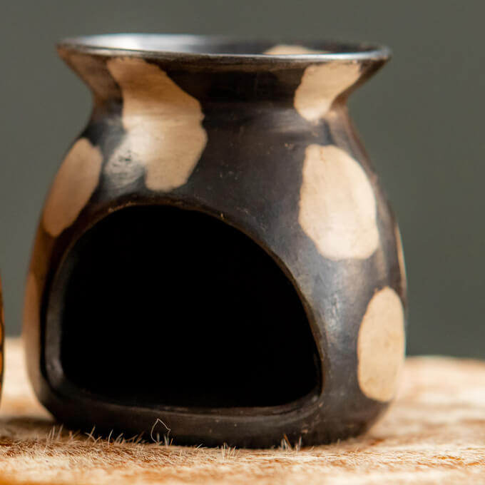 Handmade Ceramic Aroma Oil Burner white dots Handmade Ceramic Aroma Oil Burner white dots