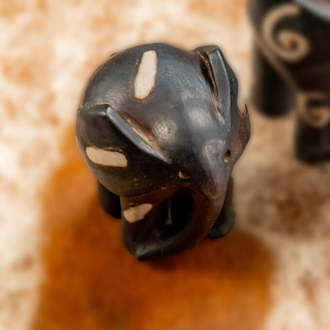 Handmade Ceramic Elephant white lines