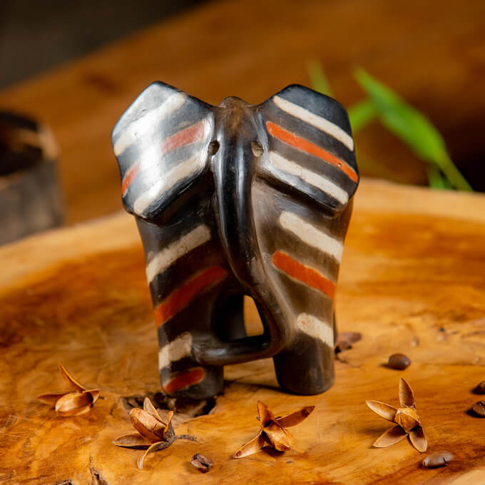 Handmade Ceramic Elephant white/orange