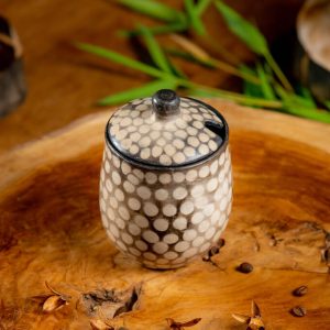 Handmade Ceramic Sugar bowl 2 white dotted