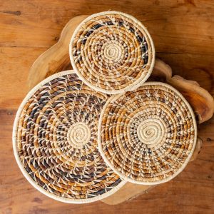 Set of 3, Raffia and Banana fiber Hot Mat