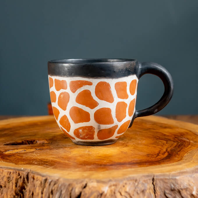 Mugs - Large Orange, White Marble Design Afrotide Crafts