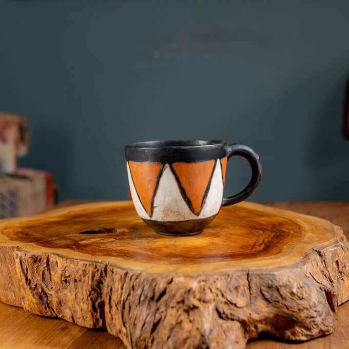 Mugs - Large Orange:White triangle Design Afrotide Crafts Mugs - Large Orange:White triangle Design Afrotide Crafts